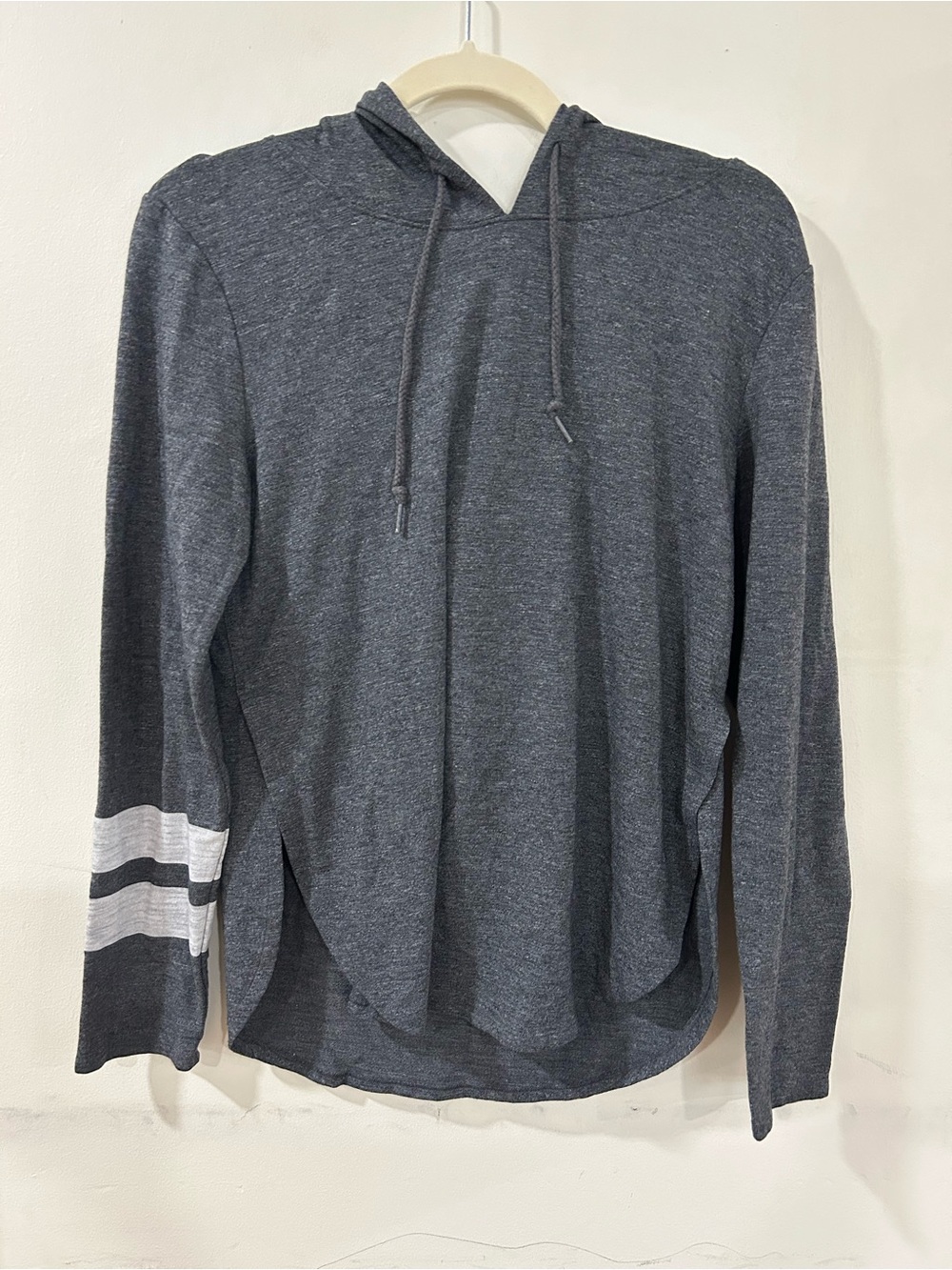 Victoria's Secret  Heather Charcoal Hoodie with White Sleeve Stripes